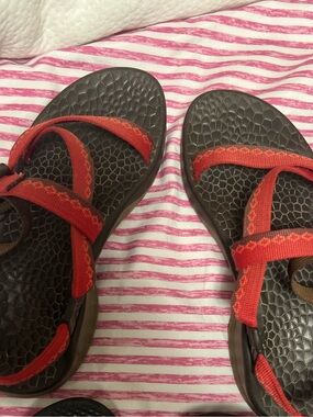 Chaco Brown Sandals with Red Straps